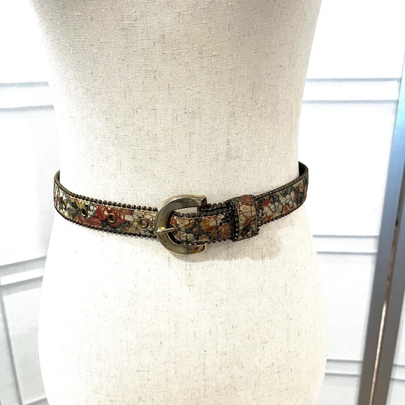 ELITE FRESNO Multicolor Tapestry Belt with Bead Trim - Size S - Picture 2 of 8